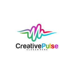 Colorful Pulse logo Concepts Vector. Pulse People Logo Design Template Vector. Sound waves vector illustration design template. unique pulse or wave logo design