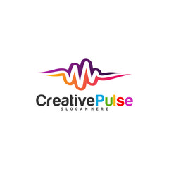 Colorful Pulse logo Concepts Vector. Pulse People Logo Design Template Vector. Sound waves vector illustration design template. unique pulse or wave logo design