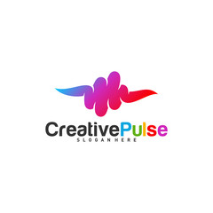 Colorful Pulse logo Concepts Vector. Pulse People Logo Design Template Vector. Sound waves vector illustration design template. unique pulse or wave logo design