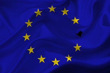 european union flag ripped stars representing england. Brexit concept