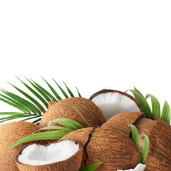 Fresh ripe coconut isolated on white background