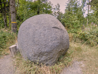 Volcanic bomb in the natural park Geschriebenstein from a volcanic eruption of the Pauliberg