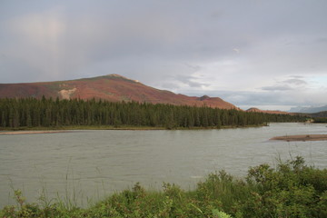 Colours Of Sunset Over The River, Jasper National Park, Alberta