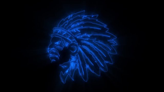Blue Indian Warrior Animated Logo with Reveal Effect