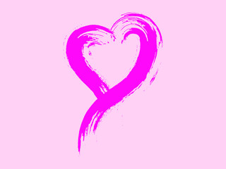 EPS 10 vector. Brush stroke heart on pink background.