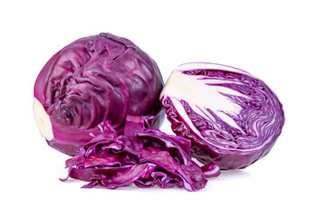 Red cabbage  isolated on white background. full depth of field