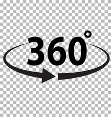 360 degrees icon on transparent background. flat style. 360 degrees sign. rotate 360 degress icon for your web site design, logo, app, UI. angle 360 degree symbol.