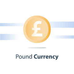 Money exchange, pound currency coin, cash loan, finance concept