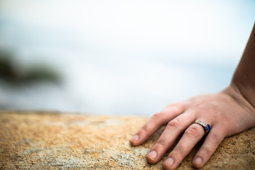 engaged on the beach
