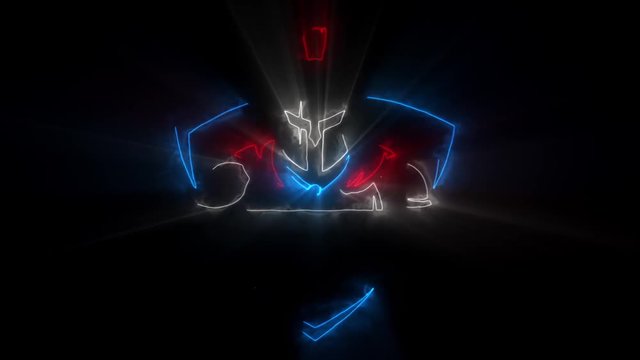 Colorful Spartan Warrior Logo with Reveal Effect & Light Rays