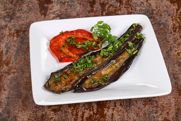Grilled eggplant with bell pepper