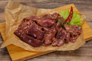 Raw chicken liver ready for cooking