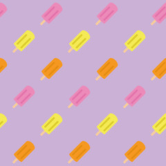 seamless background of popsicles in yellow, orange and pink