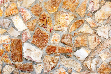 Masonry wall of stones with irregular pattern texture background