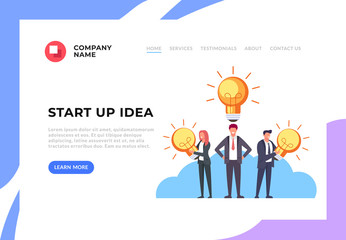 Business people characters office workers having good idea. Teamwork web banner page concept. Vector flat graphic design cartoon illustration
