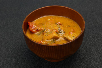 Traditional thai curry chicken soup