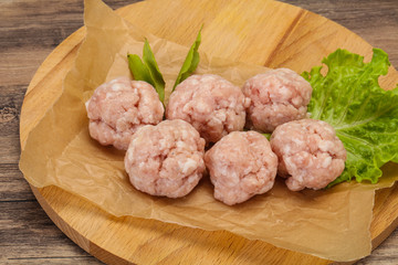 Homemade raw pork minced meatball for cooking