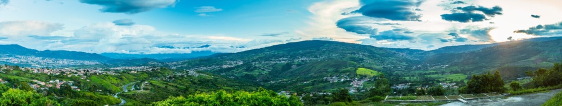 City panorama at day made with several pictures put together in software. This scene cover San Cristobal City in Venezuela and its surroundings as the metro district including both Capacho towns.