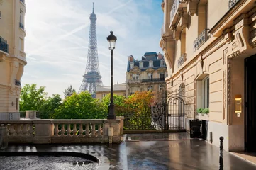 Foto auf Acrylglas Paris Eiffeltour und Pariser Straße