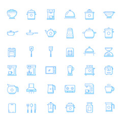 Kitchen Set Collection Icon Thin Line