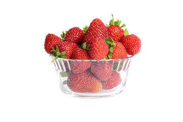isolated glass bowl of strawberries