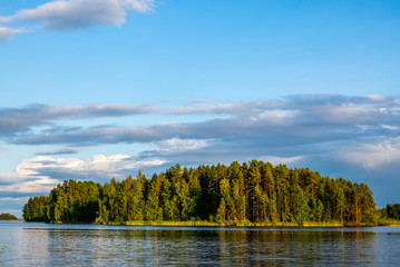 A small island on the Saimaa lake in Finaland at sunset - 1