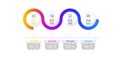 Infographic Timeline template can be used for workflow layout, diagram, number options, web design. Infographic business concept with 4 option, parts, steps or processes. Abstract background.