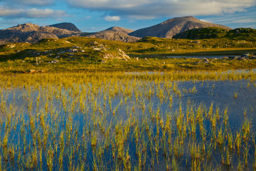 Lago Loch Dail Beag (Lake).  Playa Dhail Beag Beach. West Lewis island. Outer Hebrides. Scotland, UK