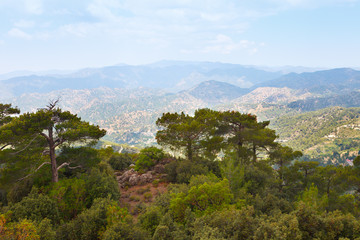 Troodos mountains located in the Western part of the island of Cyprus.