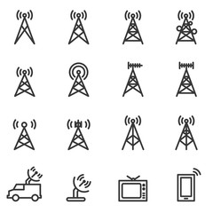 Antenna icons. set vector illustration
