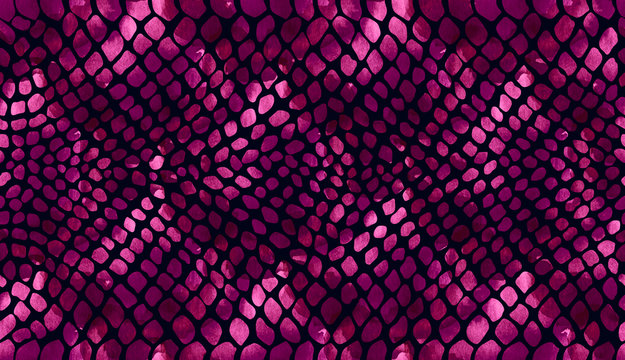 Texture of snake skin pink on a dark background in watercolor