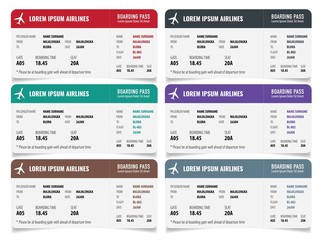 Boarding pass isolated template on white background