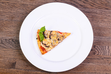 Pizza with ham and mushrooms