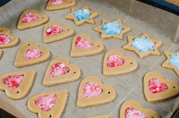 The process of making cookies and Christmas gingerbread.