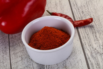Paprika powder in the bowl