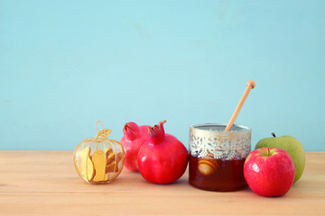 religion image of Rosh hashanah (jewish New Year holiday) concept. Traditional symbols