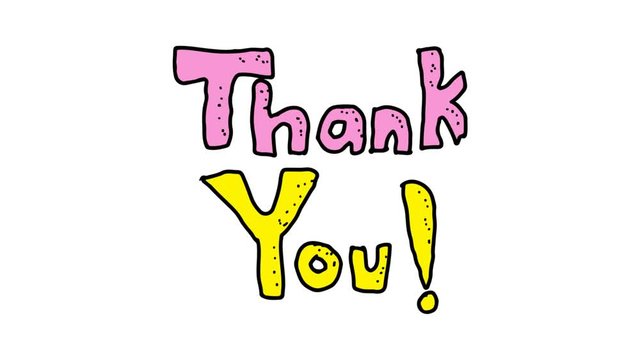 kids drawing white screen with theme of thank you
