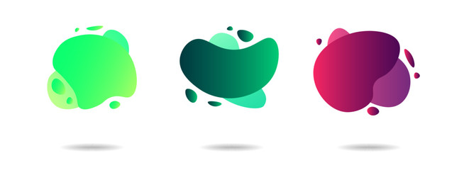 Set of abstract gradient modern graphic elements. Banners with flowing liquid shapes. Logo, flyer, presentation, invitation, card template. Vector illustration.