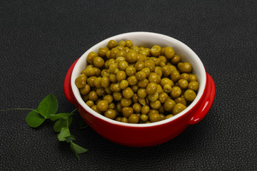 Canned Green peas in the bowl