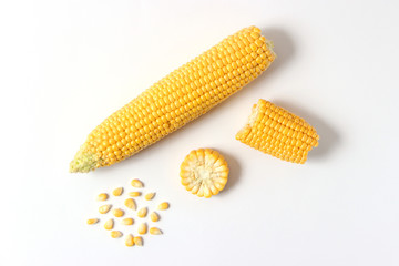 Fresh corn on a light background. Corn heads.