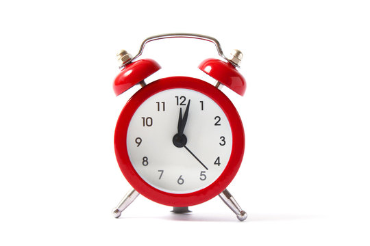 alarm clock on a white background. Retro clock, alarm clock