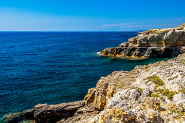 Fototapeta na wymiar Punta Ristola coastline near Santa Maria di Leuca, Province of Lecce, Apulia, Italy