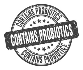 contains probiotics stamp. contains probiotics round grunge sign. contains probiotics