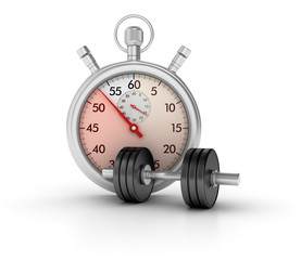 3D Stopwatch with Dumbbell - High Quality 3D Rendering