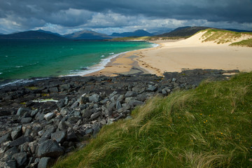 Playa de Scarista Beach. Sound of Taransay. South Harris Island. Outer Hebrides. Scotland, UK