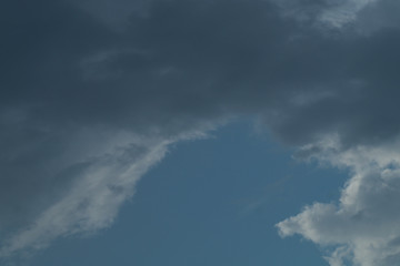 Naklejka na ściany i meble Dark clouds and blue sky, nice cloudscape