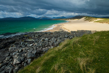 Playa de Scarista Beach. Sound of Taransay. South Harris Island. Outer Hebrides. Scotland, UK