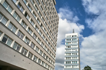 Fototapeta premium Facades of multi-storey office buildings in the city of Poznan.