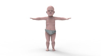 3d rendering of a baby isolated in white studio background