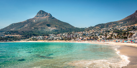 Cape Town, South Africa: Camps Bay Beach with Lions Head in the background.